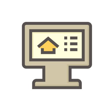 Ev vektör simgesini ara. Ekran bilgisayarında inşa etmekten oluşuyor. Çevrimiçi olacak asistan, emlakçı ya da emlakçı kalkınma, mülkiyet, satış, kira, satın alma ya da yatırım için gayrimenkul ya da mülk bulacak. 48x48 px