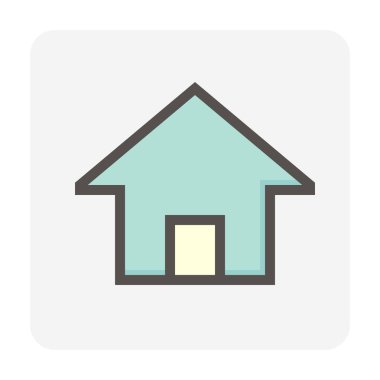 Basit şekil vektör simgesi, sembol ya da piktogram tasarımı olan ev ya da konut binası. Bu gayrimenkul ya da gayrimenkul, mülkiyet, satış, kira, satın alma, satın alma ya da yatırım. 48x48 piksel.