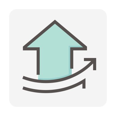 House price or value increase vector icon. Consist of home or house building,  growth graph. Rate of real estate or property for development, owned, sale, rent, buy, purchase or investment. 48x48 px. clipart