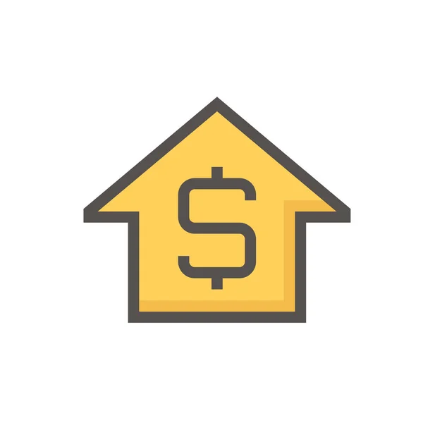 房价或价值矢量图标设计 包括家庭或房屋建筑 美元标志 房地产或用于发展 租赁或投资的财产的价格或价格 48X48像素 — 图库矢量图片