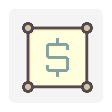 Yer çizimi vektör simgesi. Boş alan, konum nokta, yol ve konum. Gayrimenkul ya da konut paylaşımı, geliştirme, mülkiyet, satış, kira, satın alma ya da yatırım. 48x48 piksel.