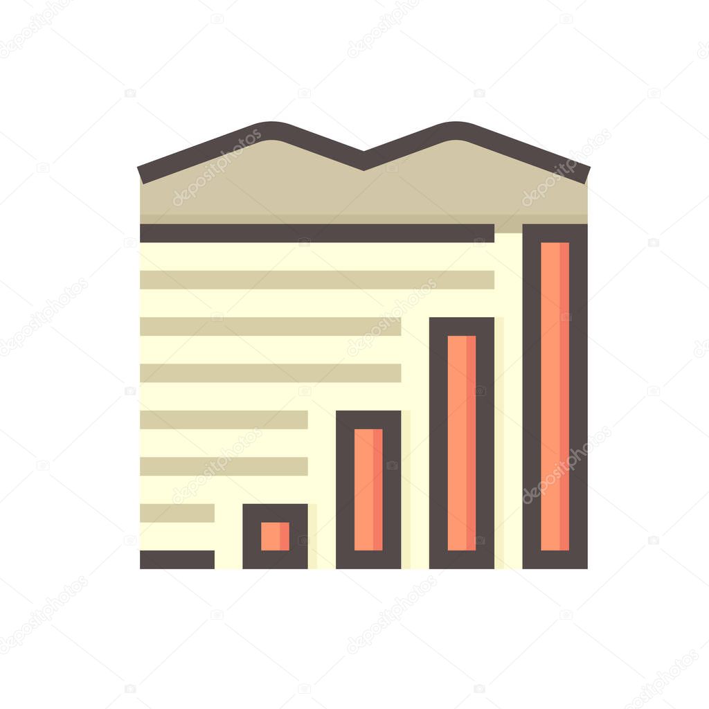 Land values vector icon. Consist of area, growth graph or value investing. For land investment concept, profit, wealth, value, income. Also for business i.e. owned, sale, develop, rent, buy. 48x48 px.