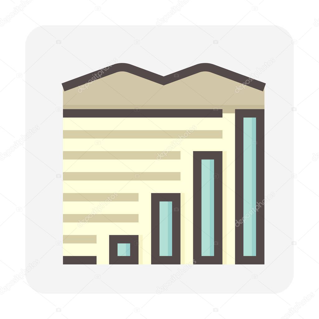 Land values vector icon. Consist of area, growth graph or value investing. For land investment concept, profit, wealth, value, income. Also for business i.e. owned, sale, develop, rent, buy. 48x48 px.