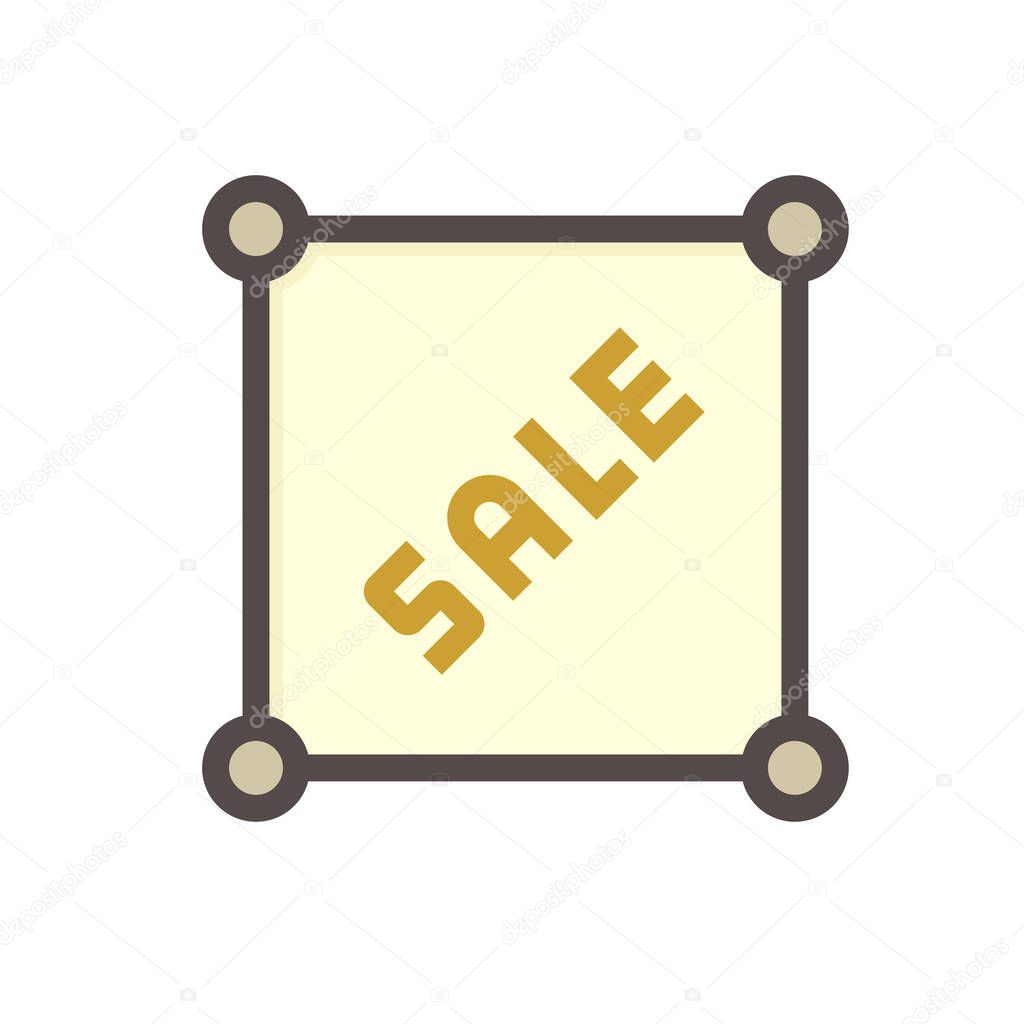 Land for sale vector icon. Foreclose real estate or property consist of empty land on roadside for development by housing construction, subdivision, owned, sale, rent, buy or investment. 48x48 pixel.