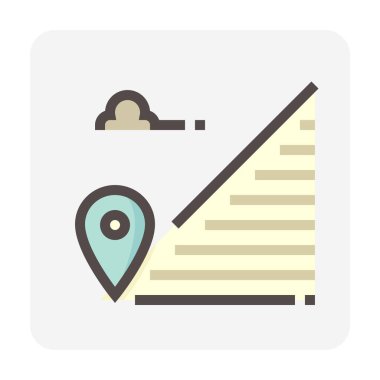 İniş ve GPS vektör simgesi. Boş alan, konum nokta, yol ve konum. Gayrimenkul ya da konut paylaşımı, geliştirme, mülkiyet, satış, kira, satın alma ya da yatırım. 48x48 px