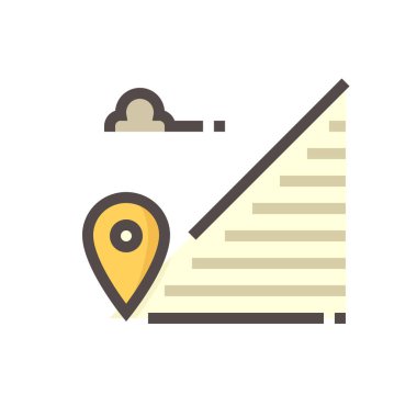 İniş ve GPS vektör simgesi. Boş alan, konum nokta, yol ve konum. Gayrimenkul ya da konut paylaşımı, geliştirme, mülkiyet, satış, kira, satın alma ya da yatırım. 48x48 px