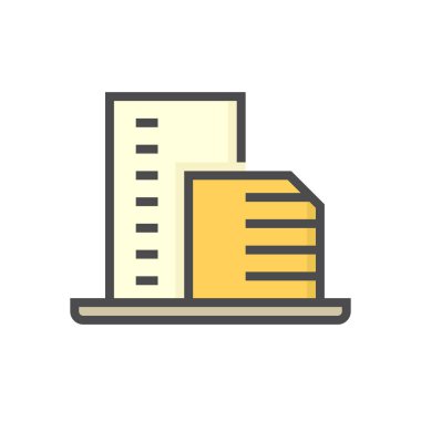 PrintHigh binası veya yerleşim vektör simgesi. Şu apartman dairesi, ofis, apartman ya da şehirdeki otel. Gayrimenkul veya gayrimenkul geliştirme, mülkiyet, satış, kira, satın alma, satın alma veya yatırım. 64x64 piksel.