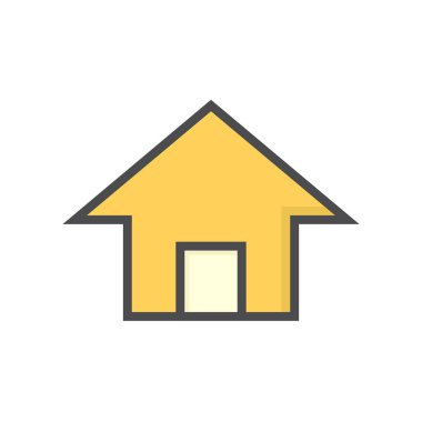 Basit şekil vektör simgesi, sembol ya da piktogram tasarımı olan ev ya da konut binası. Bu gayrimenkul ya da gayrimenkul, mülkiyet, satış, kira, satın alma, satın alma ya da yatırım. 64x64 piksel.