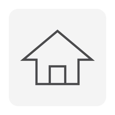 Basit şekil vektör simgesi, sembol ya da piktogram tasarımı olan ev ya da konut binası. Bu gayrimenkul ya da gayrimenkul, mülkiyet, satış, kira, satın alma, satın alma ya da yatırım. 64x64 piksel.