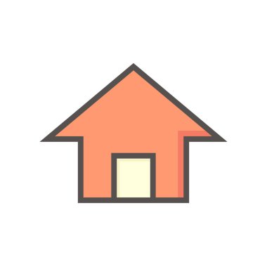 Basit şekil vektör simgesi, sembol ya da piktogram tasarımı olan ev ya da konut binası. Bu gayrimenkul ya da gayrimenkul, mülkiyet, satış, kira, satın alma, satın alma ya da yatırım. 64x64 piksel.