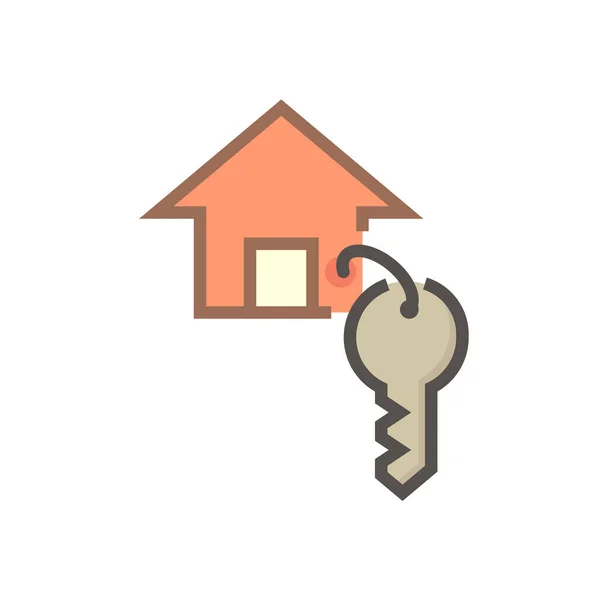 Hausschlüssel Vektor Symbol Dieser Schlüsselanhänger Oder Schlüsselanhänger Besteht Aus Haus — Stockvektor