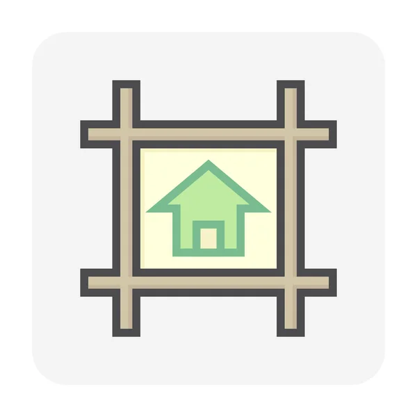 Huis Gebouw Residentieel Perceel Land Toegang Weg Vector Pictogram Bovenaanzicht — Stockvector