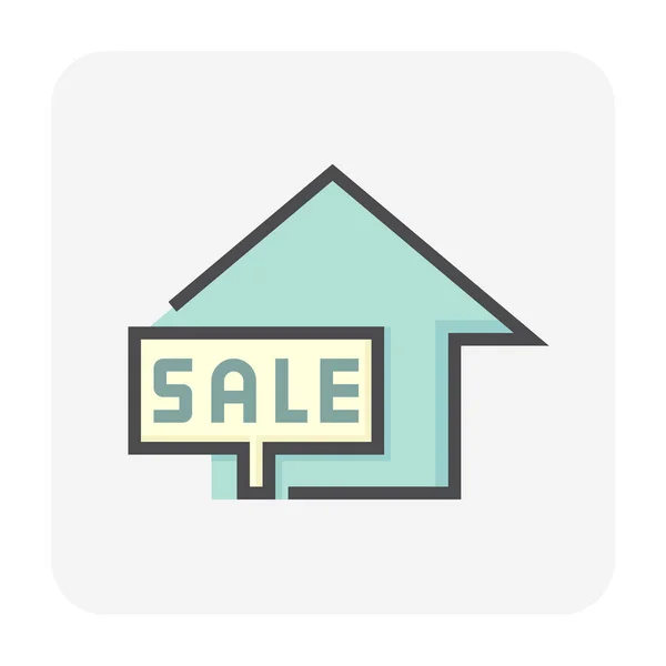 出售向量图标的房子 取消赎回权的房地产包括房屋或房屋建筑和出售标志 也可用于开发 购买或投资 64X64像素 — 图库矢量图片