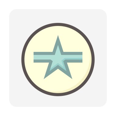 Askeri yıldız. Yuvarlak daire şeklinde basit bir simge, sembol ya da logo tasarımı. Rütbe, rütbe, ödül ve onur kavramı. Ödül madalyası, şampiyon kupası ve ordu üniforması. 48x48 piksel.