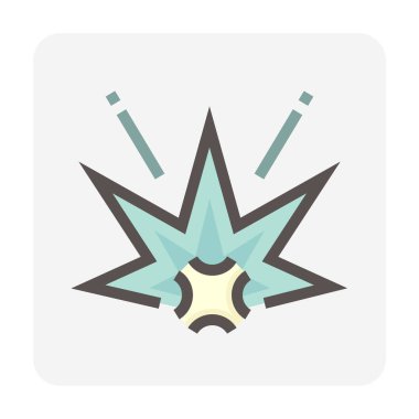 Basit şekilli ince çizgi dizaynını patlat. Bu simge, işaret, sembol ya da logo etkisi, patlama, atom bombası patlaması, nükleer silah. Ayrıca çarpma, kıvılcım ve dikkat. 48x48 piksel.