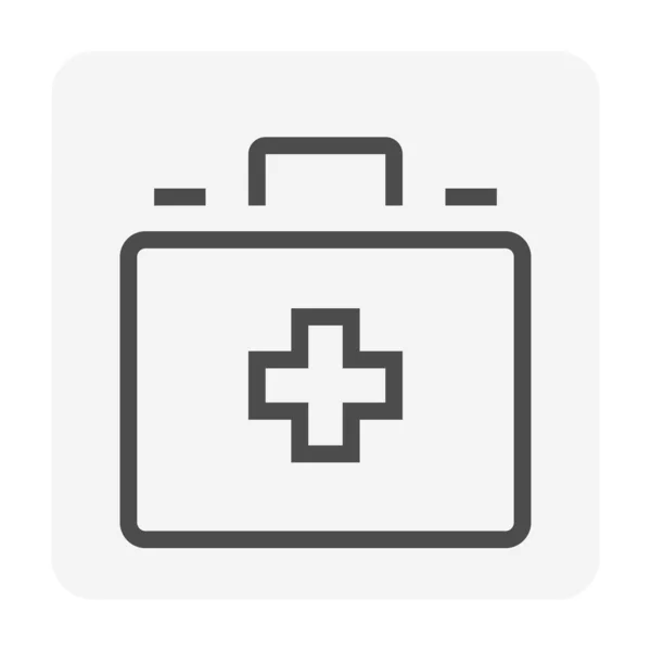 応急処置キットのベクトルアイコン ポータブルバッグ ケース又はボックス クロスサイン 安全装置工具及び医療品で構成されるもの 医者のための薬緊急時の救助の薬 48X48 — ストックベクタ