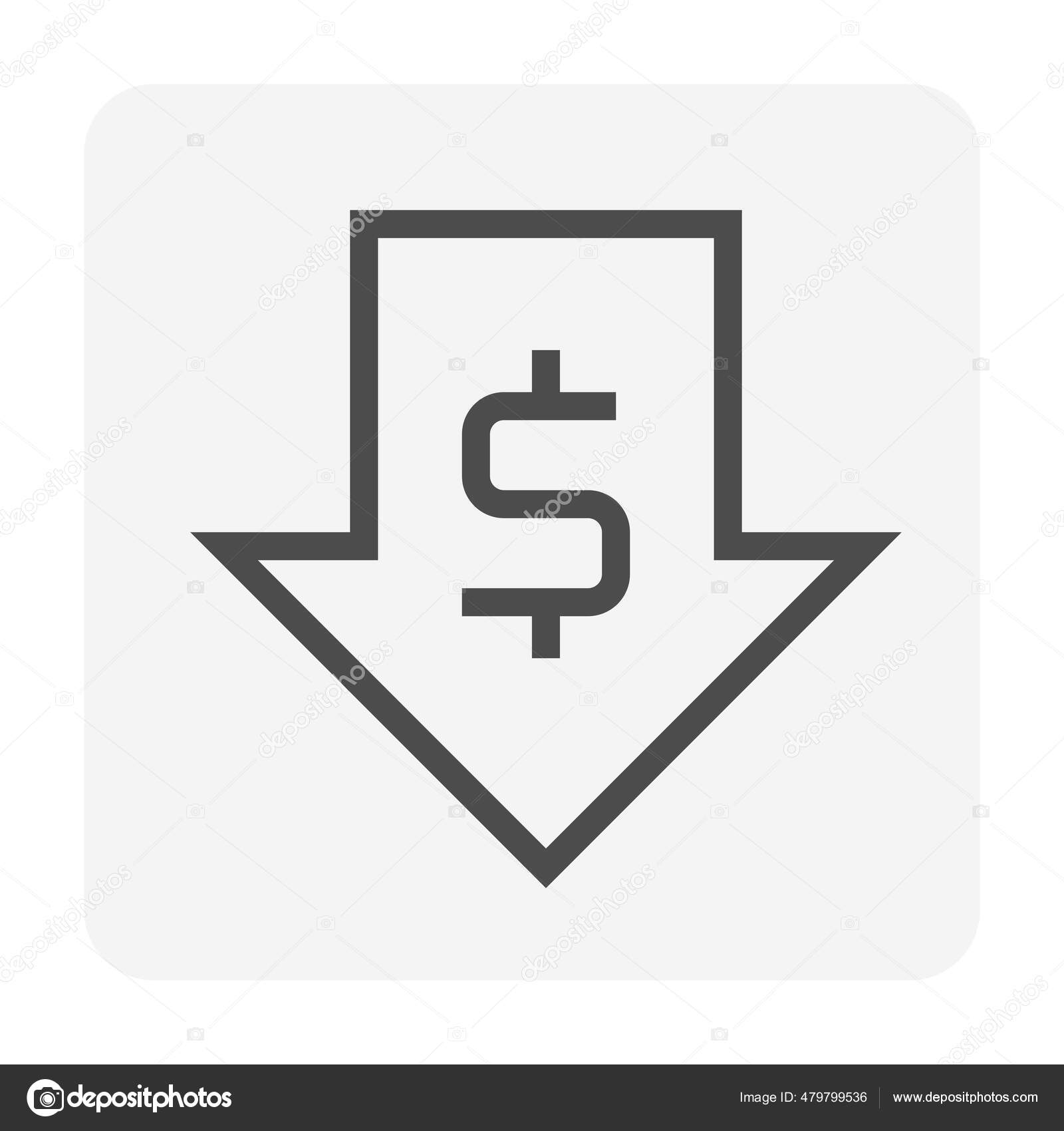 Dinheiro Valor Diminuir Design Vetorial Esse Ícone Sinal Símbolo Dólar  Vetor de ©roncivil 479799536, image size:1600x1700