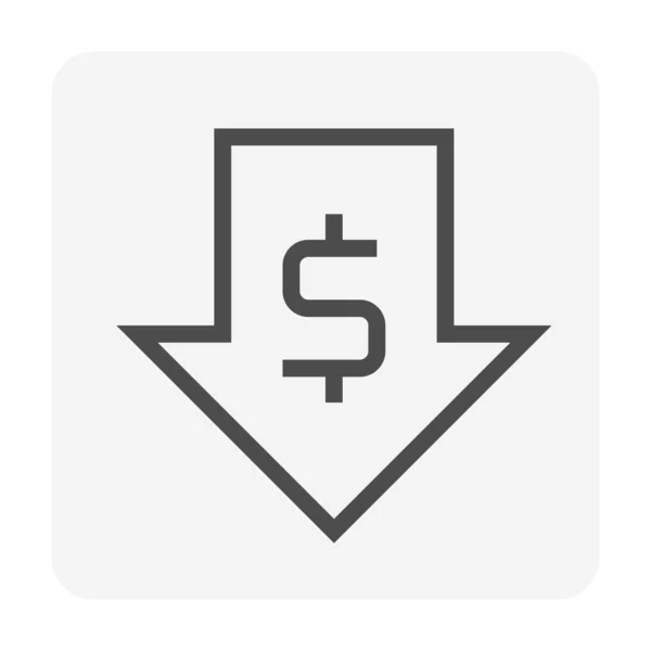Valeur Monétaire Diminution Vectorielle Conception Cette Icône Signe Symbole Dollar — Image vectorielle