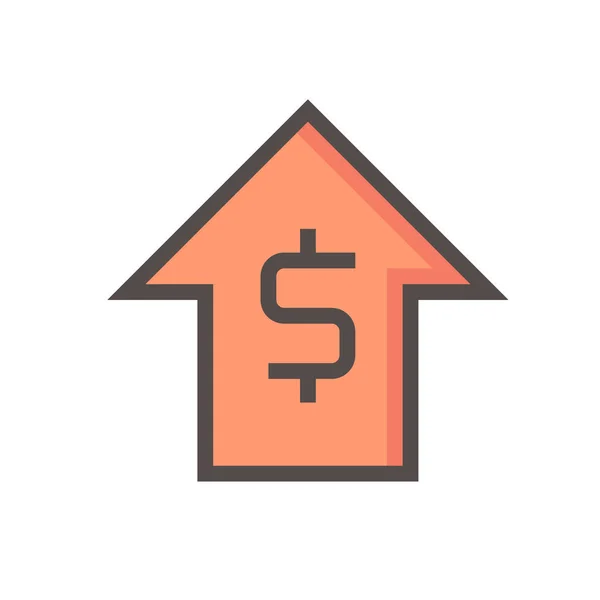 货币增值矢量设计 该图标 符号或符号的美元和大幅上升箭头的商业 经济和金融概念的利润 市场价格或收入的增长 48X48像素 — 图库矢量图片