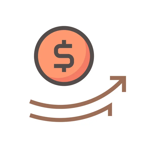 钱币增加矢量设计 那个图标 符号或符号 由圆形或圆形硬币 美元货币符号和成长箭头组成 股票或薪水的增长概念 48X48 — 图库矢量图片