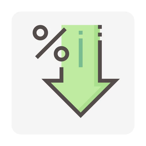 Percentagem Diminuição Design Vetorial Considere Seta Para Baixo Sinal Percentual — Vetor de Stock