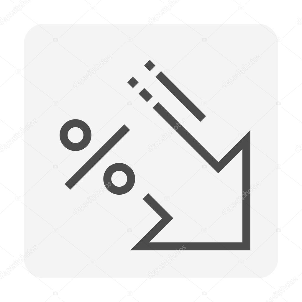 Porcentaje Disminución Del Diseño Vectorial Consiste Flecha Hacia Abajo Signo Por Ciento Icono Símbolo Concepto Porcentaje Tasa Interés Pérdida Beneficios Precio Las Acciones Descuento Carrera Línea Editable 48X48