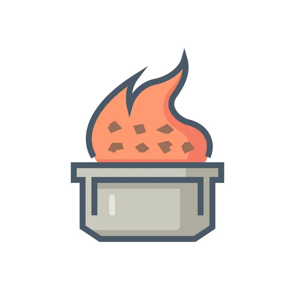 Smelting Burning Heating Vector Icon Consist Ore Fire Crucible Process — Stock Vector