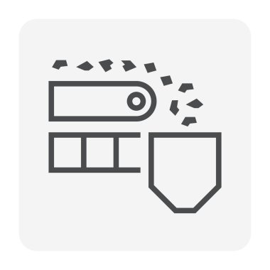 Madencilik endüstrisi vektör ikonu. Endüstriyel makine, taşıma bandı olan ekipmanlar. Taş ocağından hammadde taşımak, tasnif etmek ve taşımak. cevher, kömür, kayadan fabrikaya. 64x64 piksel.