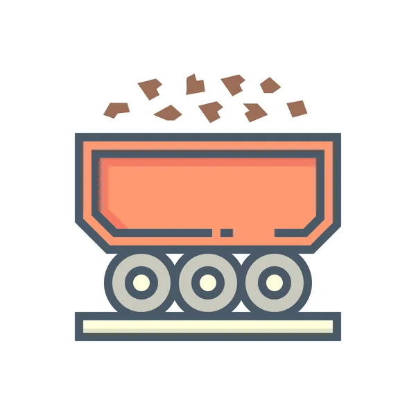 Rail Freight Wagons Transport Vector Icon Bulk Trolley Cart Container — Stock Vector