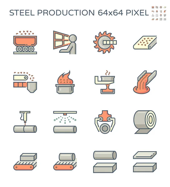 Icona Vettoriale Dell Industria Metallurgica Acciaieria Acciaieria Costituita Lavoratori Macchinari — Vettoriale Stock