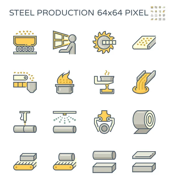 Icona Vettoriale Dell Industria Metallurgica Acciaieria Acciaieria Costituita Lavoratori Macchinari — Vettoriale Stock