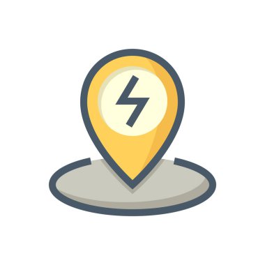 Ev veya hibrit araba vektör tasarımı için istasyon noktası şarj ediliyor. Bu simge, işaret ya da iğne ve elektrik gücünün sembolü. Haritadaki kamusal varış noktası ya da aracın şarj edilmesi için uygulama. 64x64 piksel.