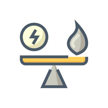 Elektrik, gaz güç vektör ikonu tasarımına karşı. Motor ve motor arasındaki enerji seçimi karşılaştırma, hesap makinesi ve tasarruf, daha iyi maliyet ve fiyat farkı bulmak için. 48x48 piksel.