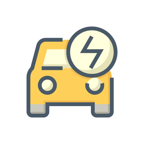 Εικονίδιο Διανύσματος Ηλεκτρικού Οχήματος Κονσίσιον Του Μπροστινού Αυτοκινήτου Ηλεκτρικό Σήμα — Διανυσματικό Αρχείο