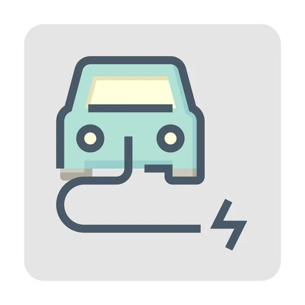 Vektor Symbol Für Elektrofahrzeuge Besteht Aus Auto Kabel Oder Draht — Stockvektor