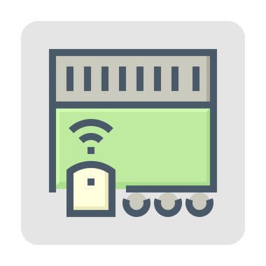 Elektrikli geçit vektör simgesi. Motorlu sürgülü kapı kablosuz ağ, elektronik sistem, motor ve sensörden oluşur. Özel mülk için güvenlik ekipmanı, konut. Açılması için, elektriğe yakın. 48x48 px