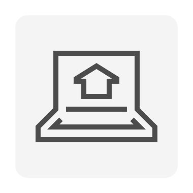 Ev izleme vektör simgesi. Bilgisayarlı dizüstü bilgisayar ve kamera görüntülerini de ekle. Sistem ve elektriği kontrol etme teknolojisi. Sıcaklık, enerji, ışık ve güvenlik ağı ya da iyot ile. 48x48 px.