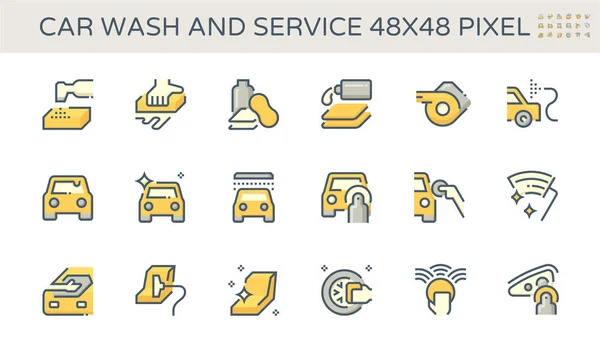 Auto Pflege Service Vektor Symbol Bestehend Aus Reinigen Waschen Und — Stockvektor