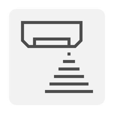 Klima vektör ikonunun insan sensör detektörü. Akıllı teknoloji otomatik olarak sıcaklığı, rüzgar akışını, enerjiyi hareket algılama ya da vücudun konumunu bulma yoluyla tasarruf etme yönünü kontrol eder. 48x48 px