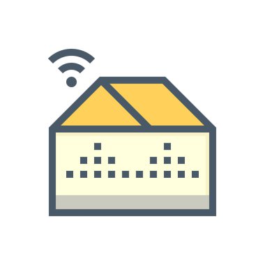 Modern sera vektör ikonundaki akıllı çiftlik. İnşaat, su püskürtme. Tarım endüstrisinden kontrol, ai tarafından izleme, tablet, akıllı telefon, internet üzerinden dijital teknoloji. 48x48 piksel.