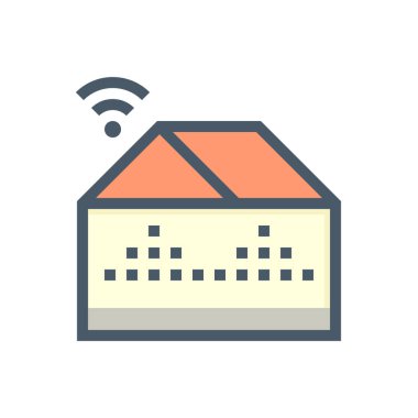 Modern sera vektör ikonundaki akıllı çiftlik. İnşaat, su püskürtme. Tarım endüstrisinden kontrol, ai tarafından izleme, tablet, akıllı telefon, internet üzerinden dijital teknoloji. 48x48 piksel.