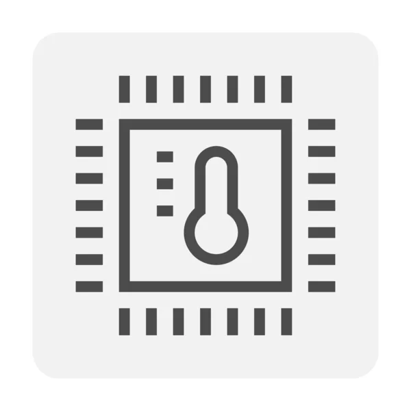 Processore Microchip Icona Vettoriale Del Termometro Concetto Temp Gpu Cpu — Vettoriale Stock