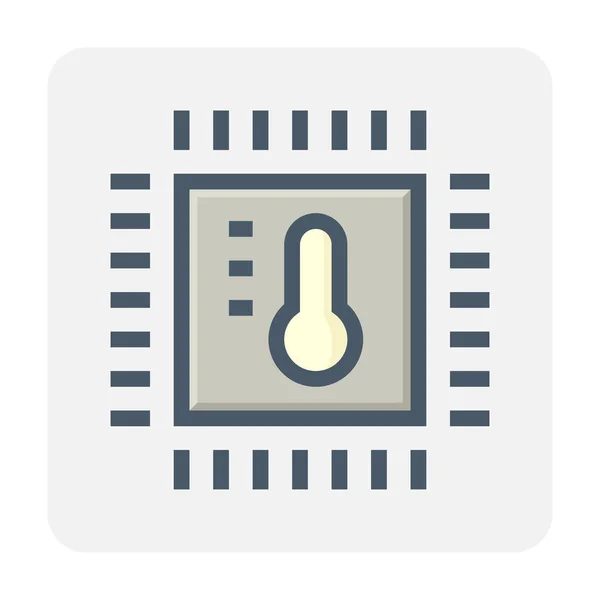 Microprocesseur Puce Icône Vectorielle Thermomètre Concept Pour Température Gpu Cpu — Image vectorielle