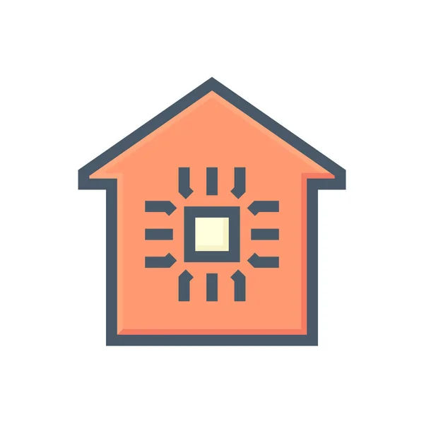 Smart Home Home Automation Vector Icon Consist Home House Microchip — Stock Vector