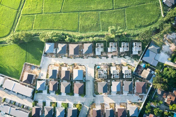 Land Landscape Green Field Aerial View Include Agriculture Farm House — Stock Photo, Image