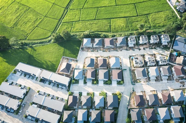 Terreno Paisaje Campo Verde Vista Aérea Incluye Granja Agrícola Construcción —  Fotos de Stock