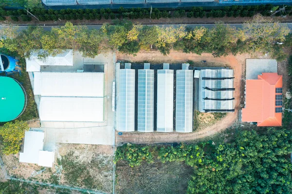 Agrarisch Experiment Onderzoekstation Vanuit Lucht Dat Kassengebouw Voor Onderzoek Oplossing — Stockfoto