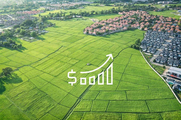 Повышенная Стоимость Земли Воздушном Виде Состоит Ландшафта Зеленого Поля Жилого — стоковое фото
