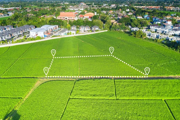 Grundstück Der Luftaufnahme Identifizieren Sie Das Registrierungssymbol Des Freien Gebiets — Stockfoto