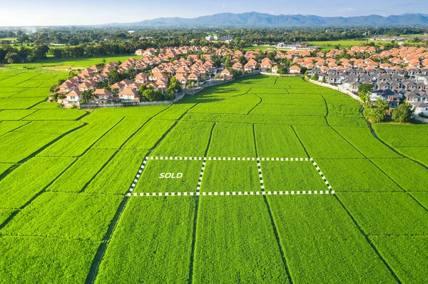 Grundstücke Zum Verkauf Und Investitionen Luftaufnahmen Dazu Gehören Grüne Wiese — Stockfoto